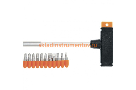 Отвертка с Т-образной ручкой и набором бит SPARTA 115655