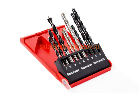 Набор сверл по металлу/бетону/дереву 5-6-8 мм, 9 шт. REDVERG 6627079