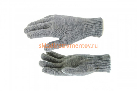 Трикотажные перчатки с двойной манжетой СИБРТЕХ, акрил, серые 68682