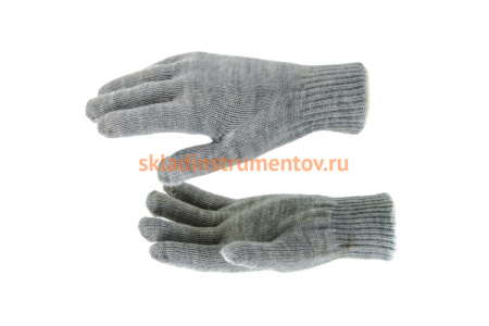 Трикотажные перчатки с двойной манжетой СИБРТЕХ, акрил, серые 68682