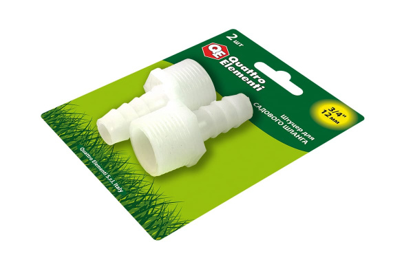 Штуцер для шланга 3/4" х 12 мм 2шт. QUATTRO ELEMENTI 771-893