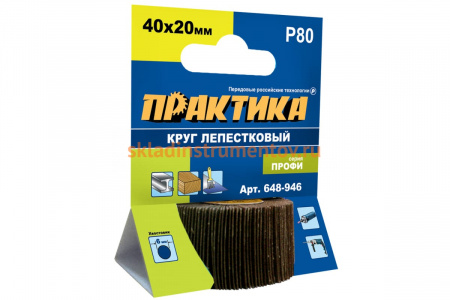 Круг лепестковый с оправкой (40х20мм; P 80) ПРАКТИКА 648-946