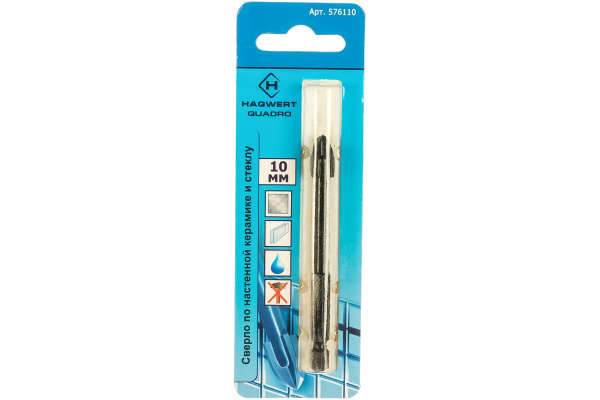 Сверло Quadro (10 мм; 4 грани) по керамике и стеклу HAGWERT 576110