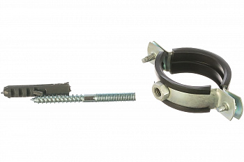 Сантехнический хомут для труб СИБРТЕХ 48-53 1 1/2", резин, упл шпилька+дюбель 48168