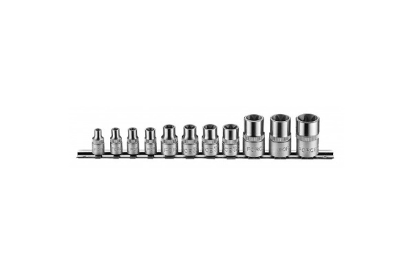 Набор головок Е-профиль 1/4", 3/8" и 1/2", 11 шт. FORCE 4113
