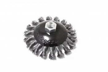 Кордщетка дисковая получаша (стальная витая проволока, 100 мм, в блистере) ROCKFORCE RF-BWD104