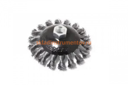 Кордщетка дисковая получаша (стальная витая проволока, 100 мм, в блистере) ROCKFORCE RF-BWD104