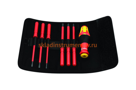 Набор отвёрток-насадок диэлектрических с рукояткой-держателем Wera, VDE, 7 предметов, WE-003470