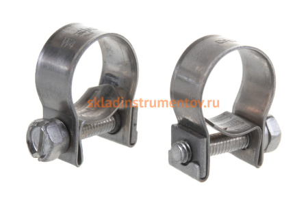 Металлические хомуты СИБРТЕХ, MINI 12-14мм, ширина 9мм, винтовой, W4, 2шт 475043