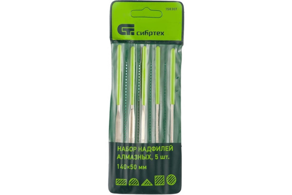 Набор алмазных надфилей 140х50х3, 5шт СИБРТЕХ 158307
