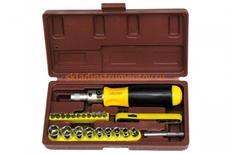 Отвертка реверсивная с набором бит и головок Biber 85555 тов-079425