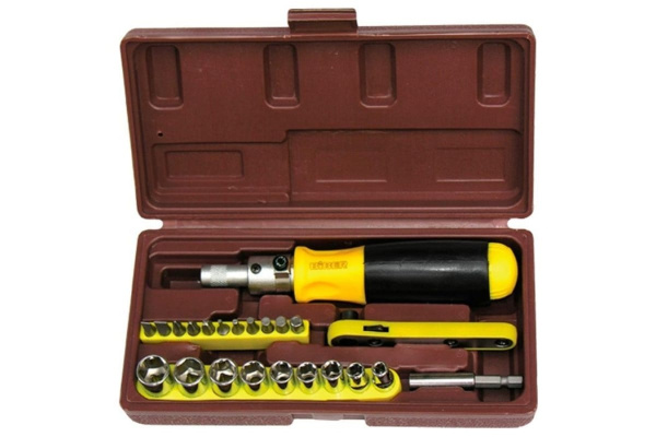 Отвертка реверсивная с набором бит и головок Biber 85555 тов-079425