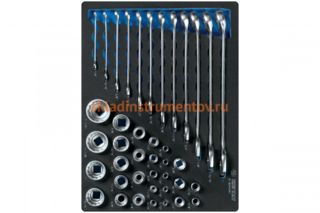 Набор комбинированных ключей, набор торцевых головок 1/4"&3/8"&1/2", ложемент, 40 предметов KING TONY 9-9040SRV