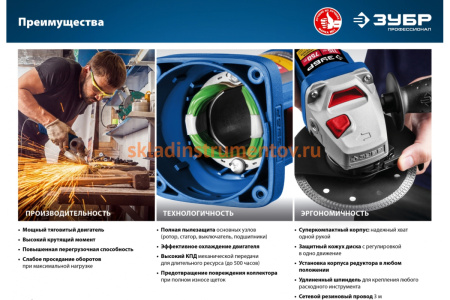 Углошлифовальная машина ЗУБР Профессионал, 125 мм УШМ-П125-750