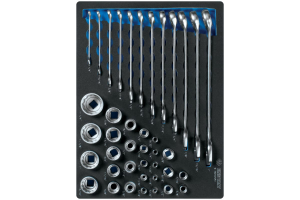 Набор комбинированных ключей, набор торцевых головок 1/4"&3/8"&1/2", ложемент, 40 предметов KING TONY 9-9040SRV