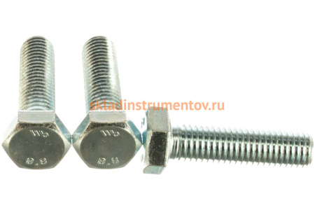 Болт с шестигранной головкой Зубр DIN 933, класс прочности 8.8, оцинкованный, M12x45 мм, ТФ6, 3 шт. 4-303076-12-045