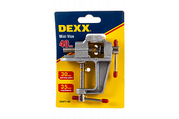 Настольные мини тиски с винтовым зажимом DEXX 40 мм 32471-40