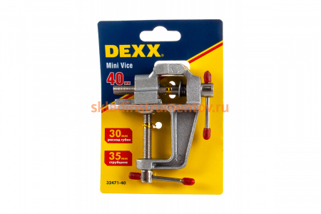Настольные мини тиски с винтовым зажимом DEXX 40 мм 32471-40