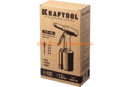 Пневматический заклепочник KRAFTOOL AR-48, 2.4-4.8 мм 31184 Пневматический заклепочник KRAFTOOL AR-48, 2.4-4.8 мм 31184