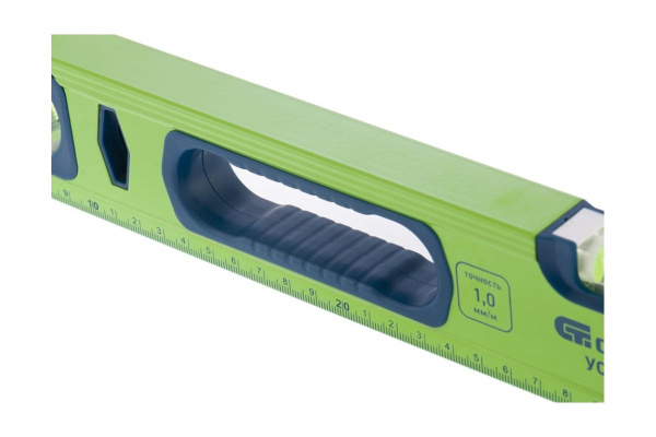 Алюминиевый уровень, фрезерованный, 3 глазка, рукоятки, 2000 мм СИБРТЕХ УС-1,0-2000 34107