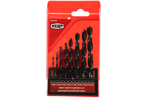 Набор сверл по дереву (8 шт; 3-10 мм) КЕДР 150-028 208712