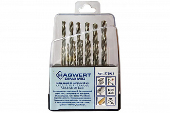 Набор сверл по металлу Dinamic (13 шт; 1.5-6.5 мм; Р9М3) HAGWERT 575913