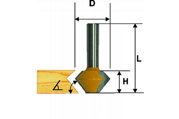 Фреза кромочная конусная (38.1x22.2 мм; 22.5 мм; хвостовик 12 мм) Энкор 46372
