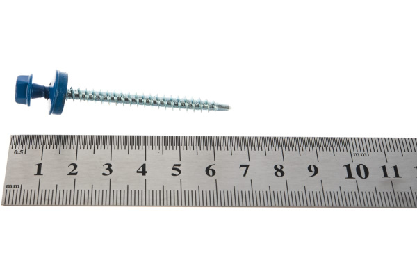 Саморезы Зубр для крепления кровельных материалов к деревянной обрешетки, цвет RAL 5005 синий насыщенный, оцинкованный, 4,8x60мм, 1000шт 4-300310-48-060-5005