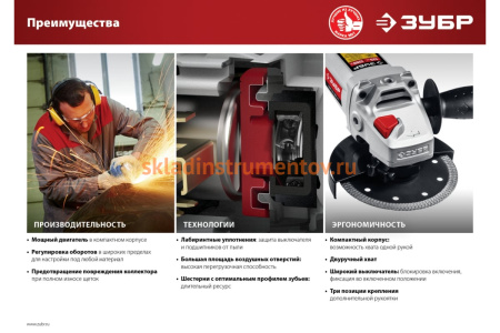 Углошлифовальная машина ЗУБР 125мм УШМ-125-1200 ЭМ3