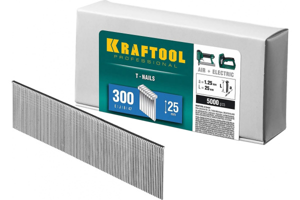 Гвозди для нейлера Kraftool из закаленной проволоки тип 300 25 мм 31785-25