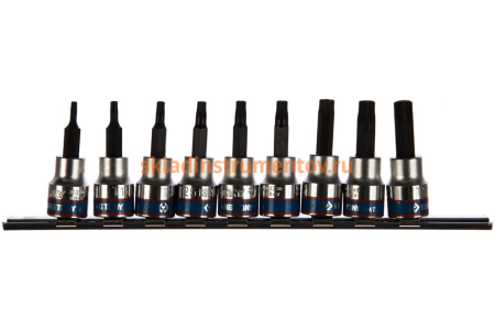 Набор торцевых насадок TORX с отверстием (9 предметов; T10-T50; 3/8 дюйма) KING TONY 3119PR8
