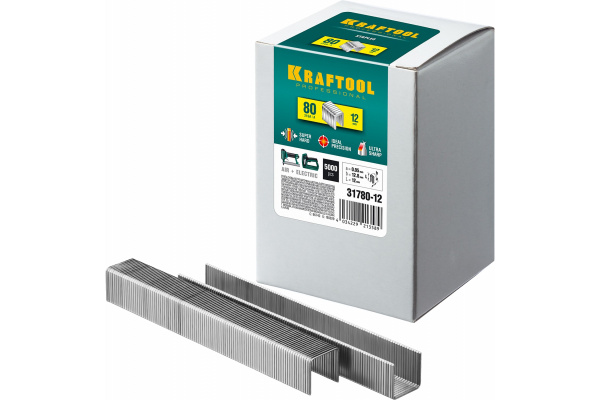 Закаленные скобы для степлера Kraftool тип 80 12 мм 5000 шт. 31780-12
