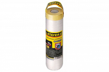 Защитная пленка STAYER PROFESSIONAL с клейкой лентой МАСКЕР HDPE, 9мкм, 2,4х15м 12255-240-15