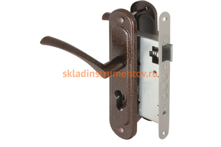 Корпус врезного замка с ручками на планке AJAX KIT А7-5555/3 W/B MOS 41567