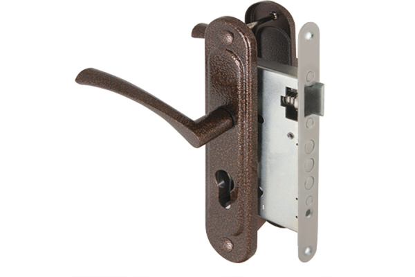 Корпус врезного замка с ручками на планке AJAX KIT А7-5555/3 W/B MOS 41567