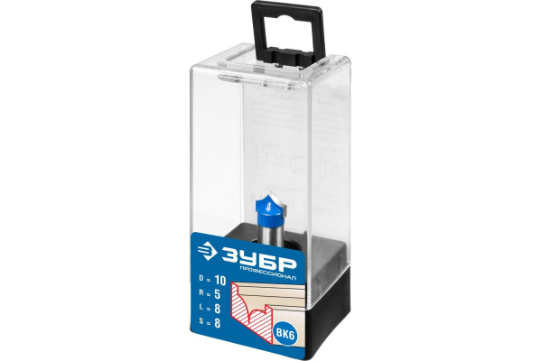 Фреза пазовая фасонная №4 ПРОФЕССИОНАЛ (10х8х40 мм; R5 мм; хвостовик 8 мм) Зубр 28743-10-8