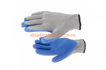Трикотажные двойные утеплённые перчатки СИБРТЕХ, латексное рельефное покрытие, 127 г. 68611