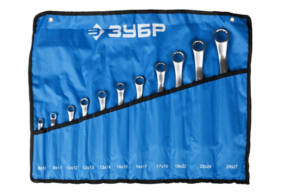 Набор накидных гаечных ключей изогнутых 11 шт 8 - 27 мм Зубр 27132-H11_z01