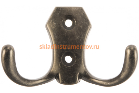 Мебельный крючок JET 585 двухрожковый, ант. серебро CQ585Z.002SA99