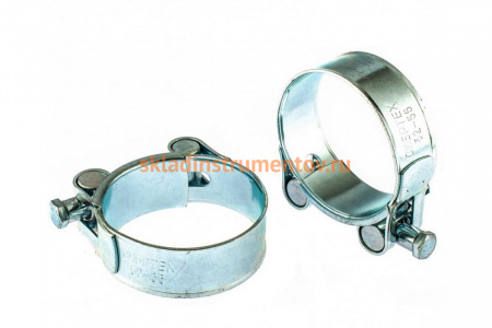 Металлические хомуты СИБРТЕХ, силовые, 52-55мм, ширина 22мм, шарнирный, W1, 2шт 47541