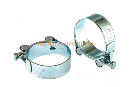 Металлические хомуты СИБРТЕХ, силовые, 52-55мм, ширина 22мм, шарнирный, W1, 2шт 47541