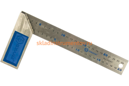 Столярный угольник 250мм, нерж.сталь, чугунное основание КОБАЛЬТ 243-417