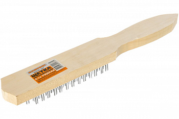 Пятирядная металлическая щетка с деревянной ручкой SANTOOL 060101-005