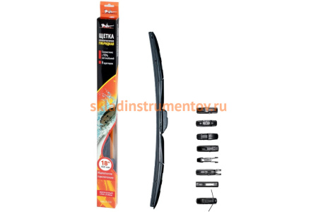 Гибридная щетка стеклоочистителя (450 мм/18 дюймов, 8 адаптеров) Airline AWB-H-450 Гибридная щетка стеклоочистителя (450 мм/18 дюймов, 8 адаптеров) Airline AWB-H-450