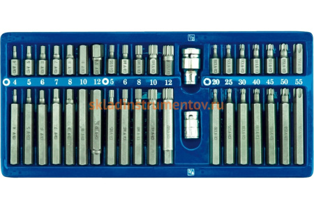 Набор бит Vorel 1/2". 3/8" 40 предметов HEX Torx SPLINE металлический кейс 66400