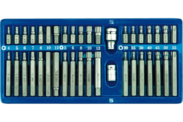 Набор бит Vorel 1/2". 3/8" 40 предметов HEX Torx SPLINE металлический кейс 66400