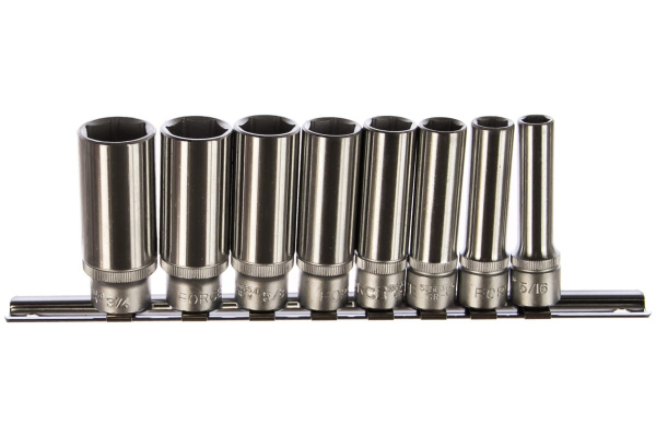 Набор головок 3/8", 6 гранные (63 мм, дюймовые, 8 шт.) FORCE 3082S