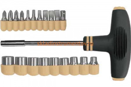 Т-образная отвертка, 11 бит и 9 торцевых головок Контрфорс 126623