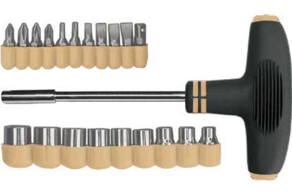 Т-образная отвертка, 11 бит и 9 торцевых головок Контрфорс 126623