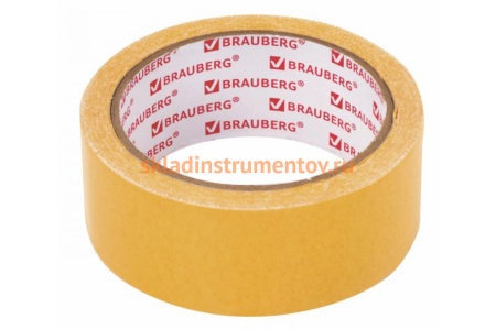 Клейкая двухсторонняя лента BRAUBERG 38 мм х 10 м, тканевая основа 606428